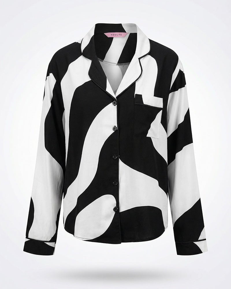 Abstract Black & White Pajama Set 6835 - Youlya - pajama set