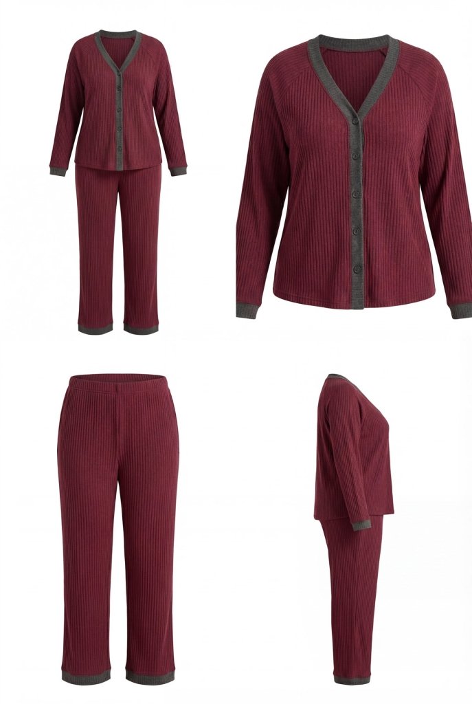 Burgundy Ashline Pajama Set - Youlya - pajama set