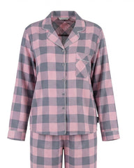 Classic Checkered Pajama Set – Soft Pink & Grey Pajama Set 6640 - Youlya - pajama set