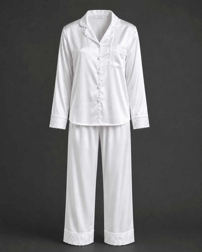 Ivory Silk Touch Pajama Set 6644 - Youlya -