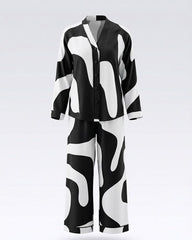 Monochrome Flow Pajama Set 6834 - Youlya - pajama set