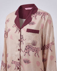 Printed Button - Down Pajama Set 6827 - Youlya - pajama set