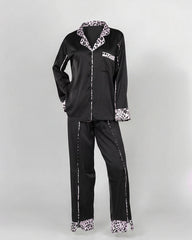 Satin Midnight Leopard Pajama Set 6641