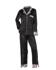 Satin Midnight Leopard Pajama Set 6641 - Youlya - pajama set