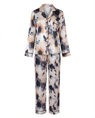 Satin Muse – Abstract Floral Pajama Set 6638f - Youlya - pajama set