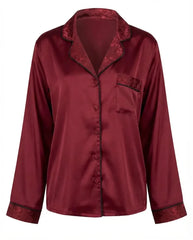 Satin Night – Burgundy Pajama Set 6642 - Youlya - pajama set