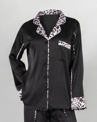 Satin Midnight Leopard Pajama Set 6641