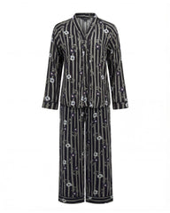 Striped Viscose Pajama Set 6823 - Youlya - pajama set