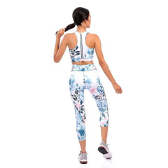 Flora-printed Sports Bra and Leggings set - Youlya