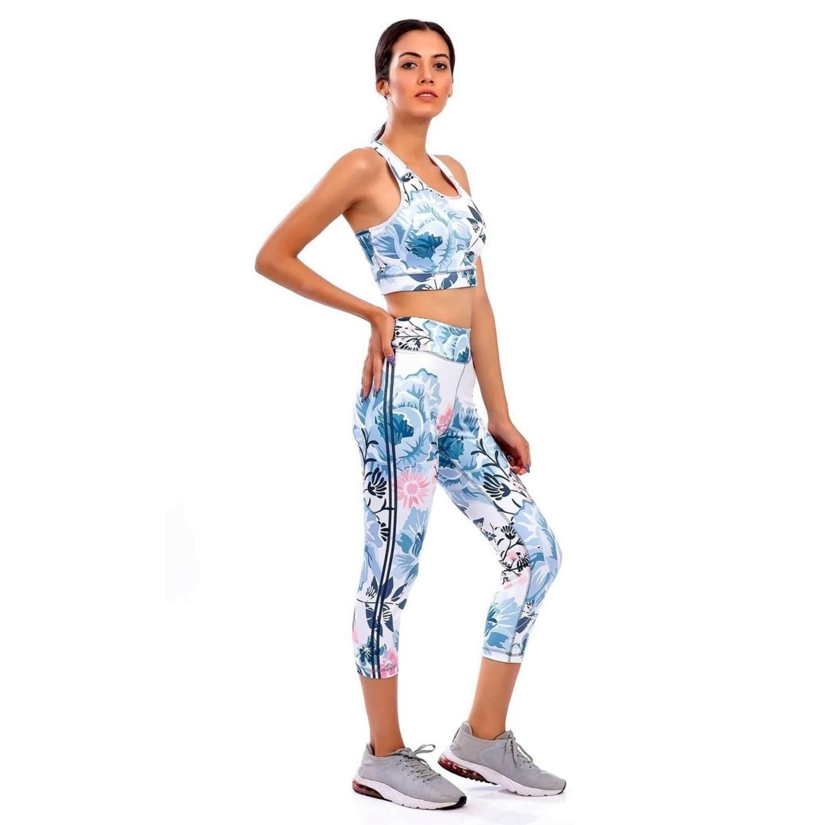 Flora-printed Sports Bra and Leggings set - Youlya