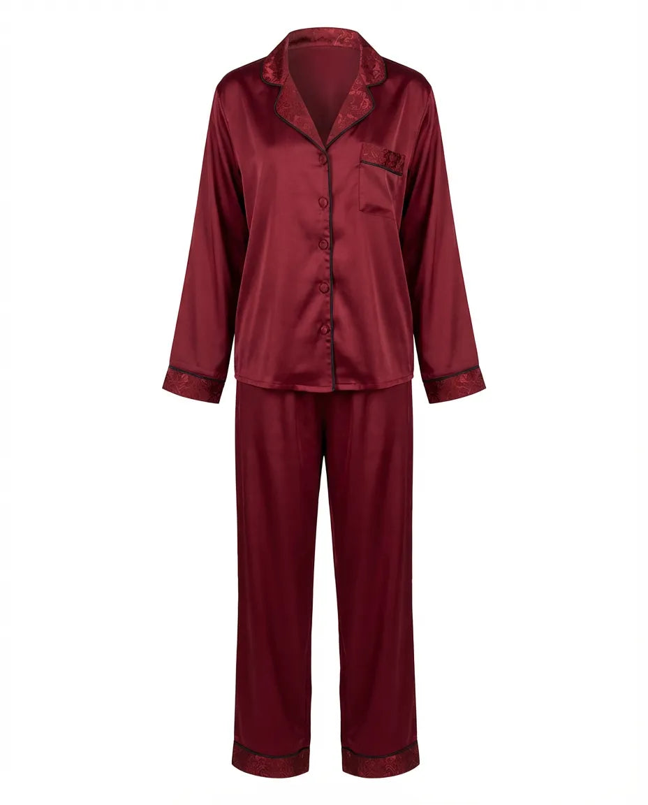 Satin Night – Burgundy Pajama Set 6642