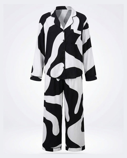Abstract Black & White Pajama Set 6835 - Youlya - pajama set