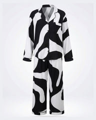 Abstract Black & White Pajama Set 6835 - Youlya - pajama set