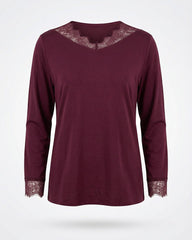 Berry Lace Pajama Set 6806 - Youlya - pajama set