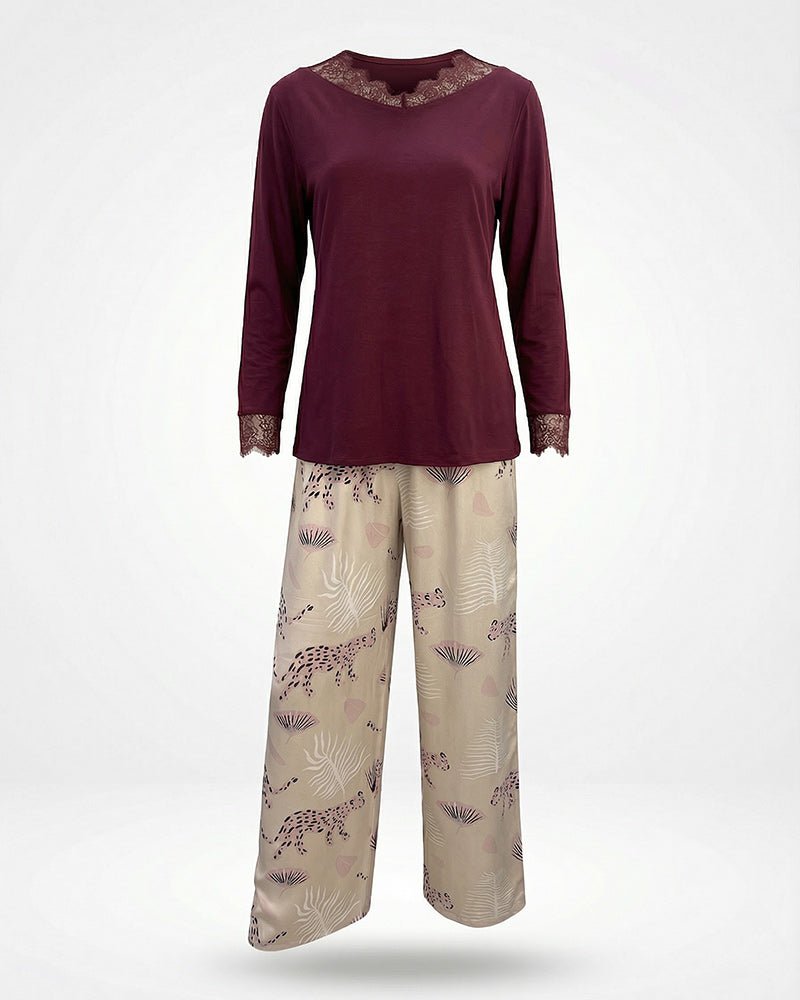 Berry Lace Pajama Set 6806 - Youlya - pajama set