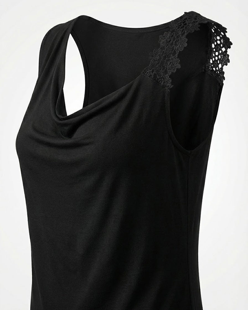 Black Drape Lace Pajama Set 6809 - Youlya - pajama set