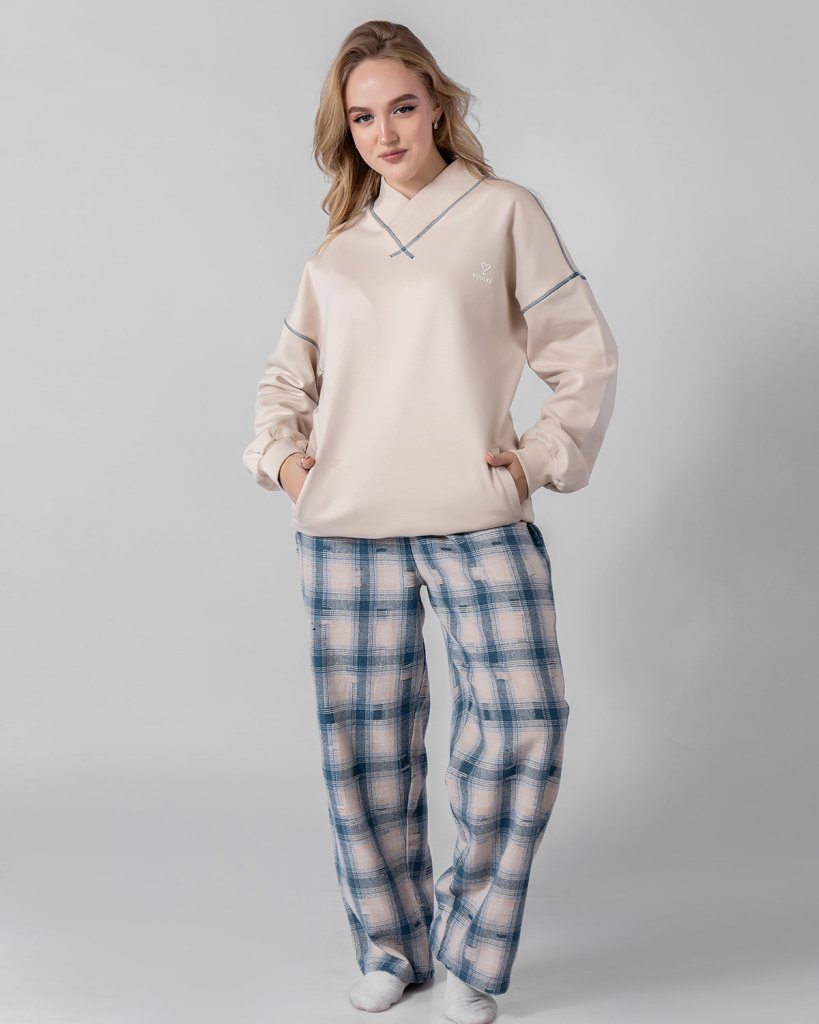 Blush Cross pajama set 6702 - Youlya - pajama set