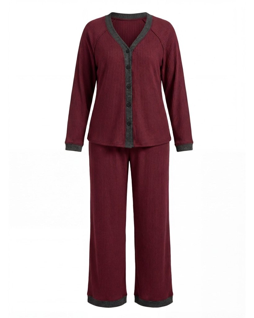 Burgundy Ashline Pajama Set - Youlya - pajama set