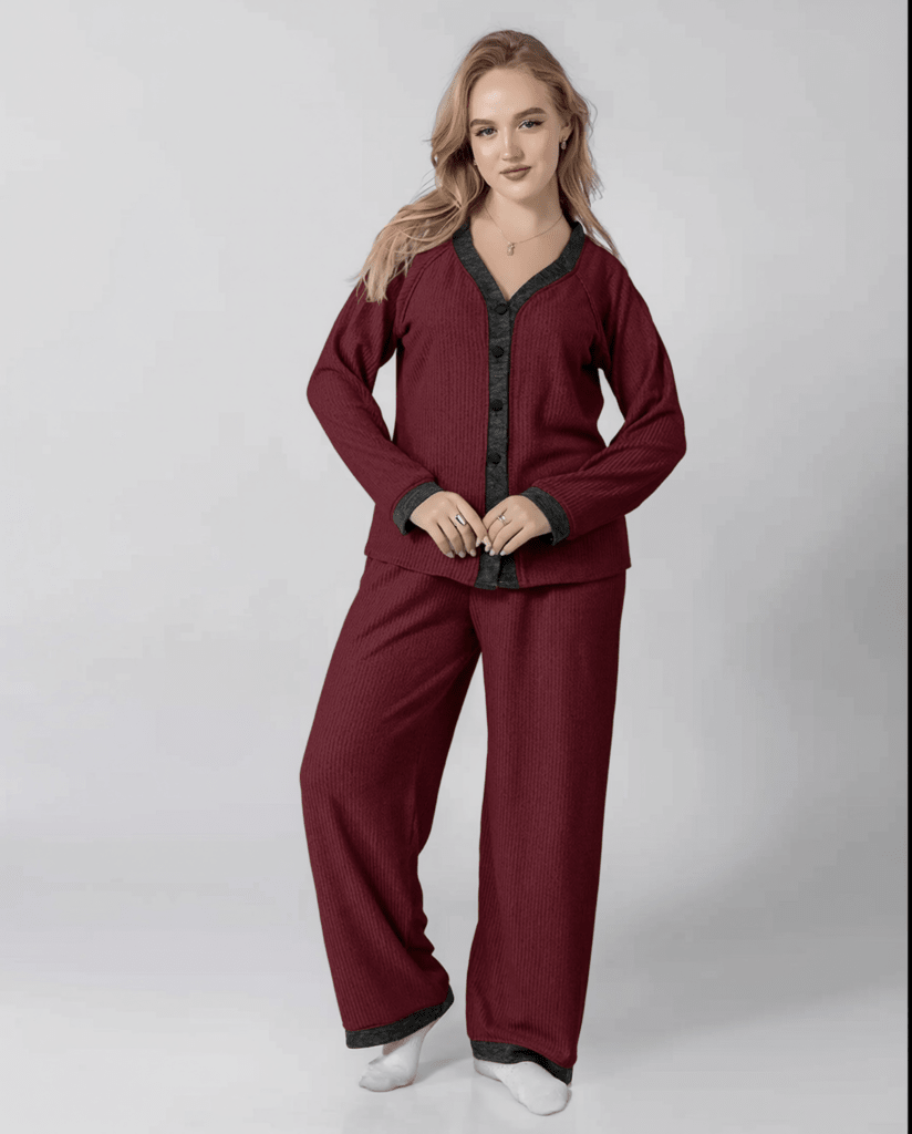 Burgundy Ashline Pajama Set - Youlya - pajama set