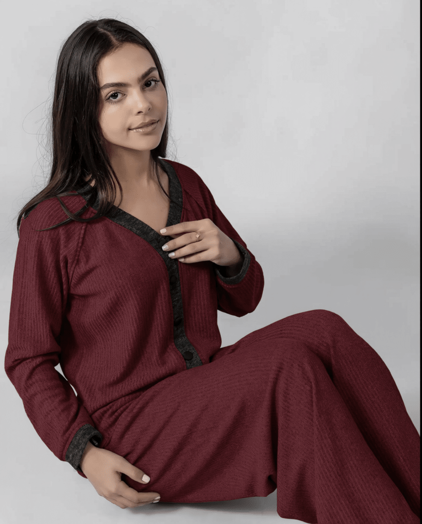 Burgundy Ashline Pajama Set - Youlya - pajama set