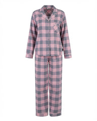 Classic Checkered Pajama Set – Soft Pink & Grey Pajama Set 6640 - Youlya - pajama set