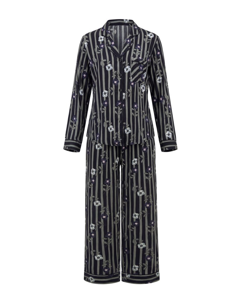 Classic Strips Viscose Pajama Set 6828 - Youlya - pajama set