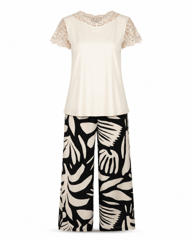 Ivory Bloom Lace Pajama Set 6607 - Youlya - pajama set