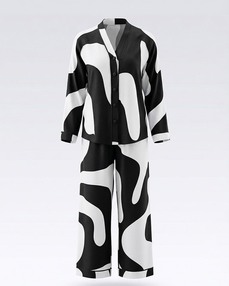 Monochrome Flow Pajama Set 6834 - Youlya - pajama set