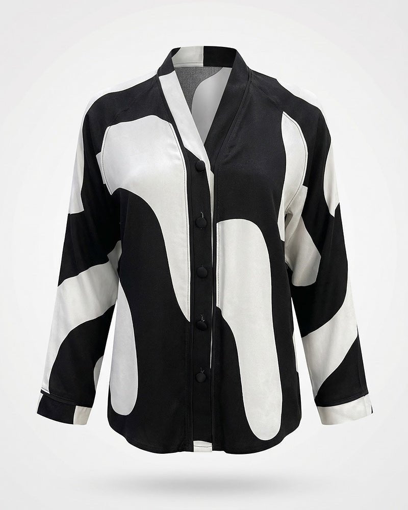 Monochrome Flow Pajama Set 6834 - Youlya - pajama set