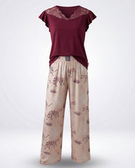 Burgundy Lace Pajama Set 6811