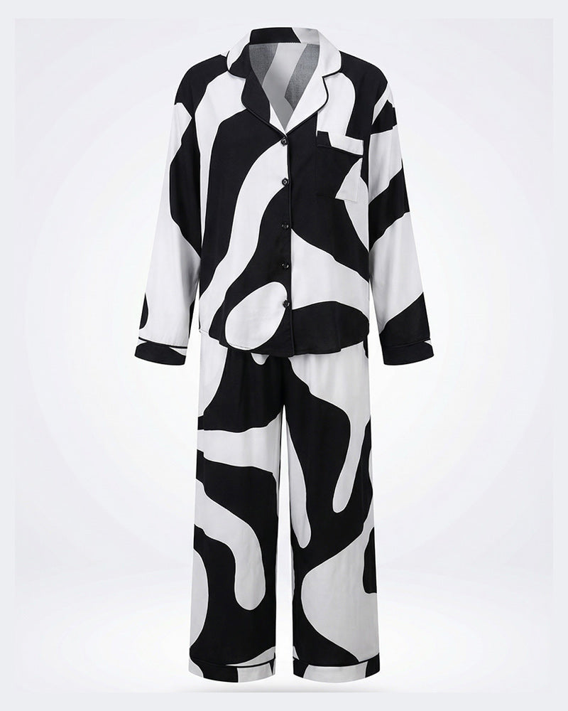 Abstract Black & White Pajama Set 6835
