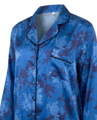 Satin Bloom – Blue Floral Set Pajama Set 6638b - Youlya - pajama set