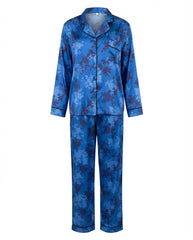Satin Bloom – Blue Floral Set Pajama Set 6638b - Youlya - pajama set