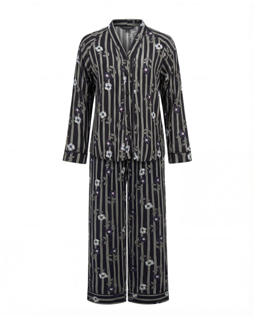 Striped Viscose Pajama Set 6823 - Youlya - pajama set