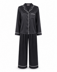 Youlya Black Satin Pajama Set 6836 - Youlya - pajama set