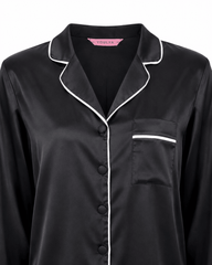 Youlya Black Satin Pajama Set 6836 - Youlya - pajama set