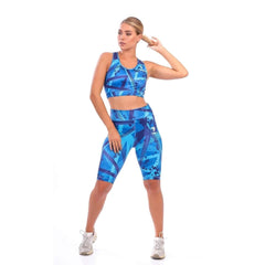 Blue Blue-printed Sports Bra and Leggings set - Youlya