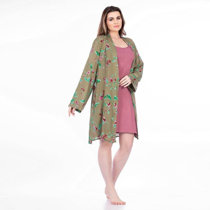 Sleepwear with robe 6319 - Olive - Youlya