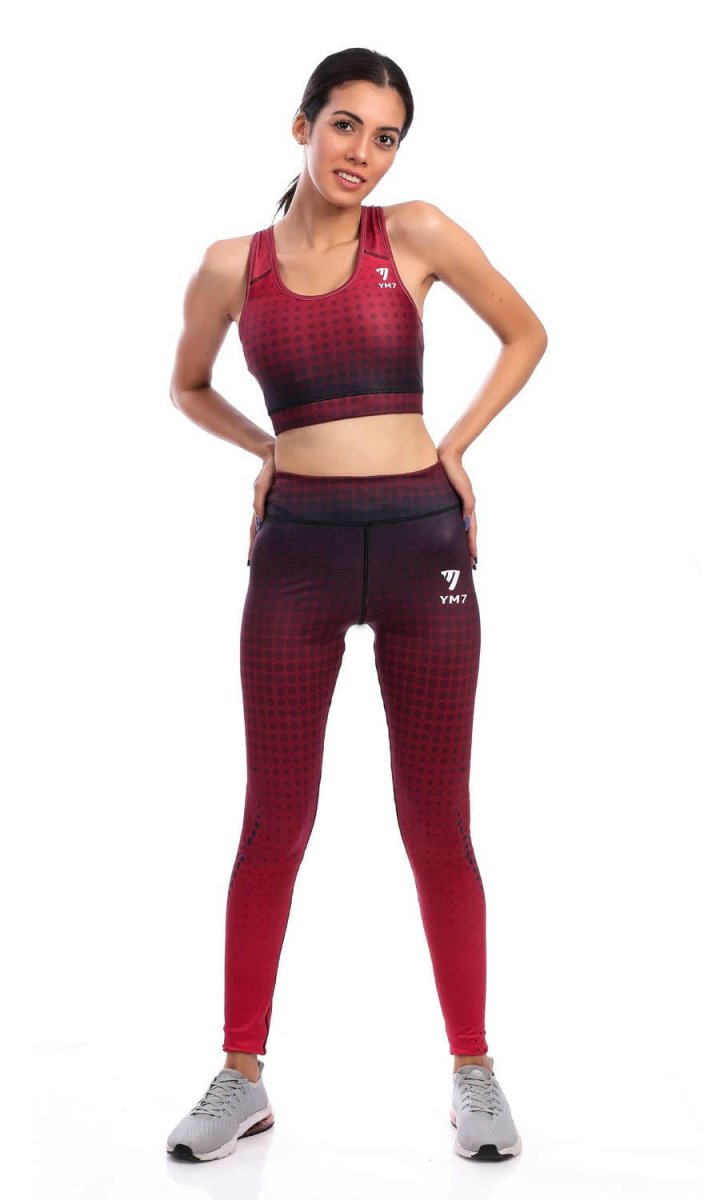 Wav-printed Sports Bra and Leggings set - Youlya